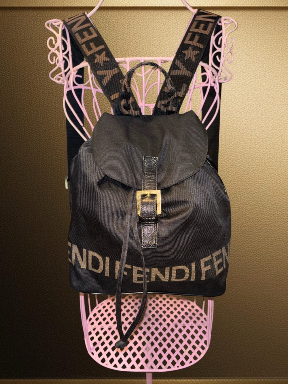 Fendi Black Nylon and Leather Logo-Trim Backpack with Pouch - Picture 4 of 10